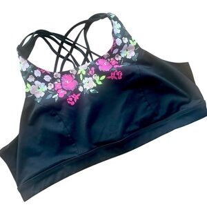 Torrid Active Floral Strappy Sports Bra Black Size 4 Plus Size Workout Bra